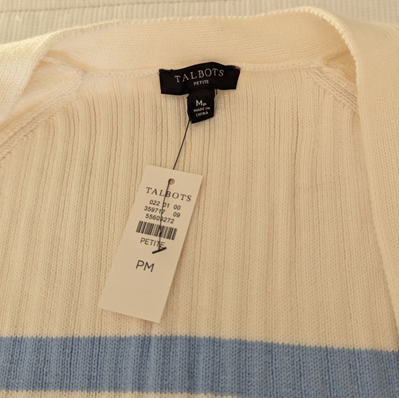 Talbots Balloon Breton Stripe Cardigan - Picture 3 of 7